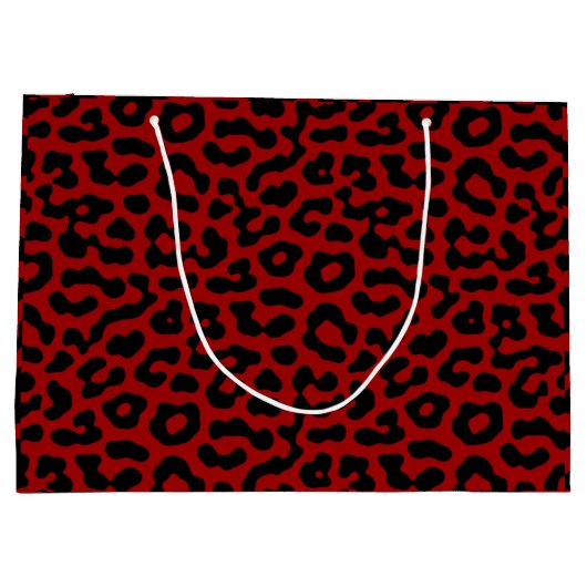 Red Black Leopard Spots Print Pattern Groot Cadeauzakje (Achterkant)