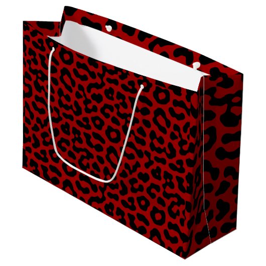 Red Black Leopard Spots Print Pattern Groot Cadeauzakje (Voorkant Gekanteld)