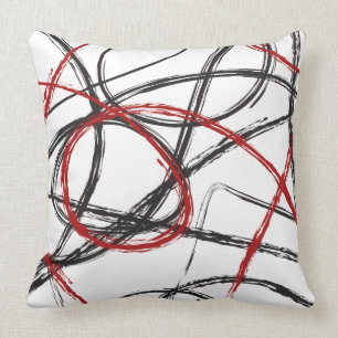 RED BLACK LINES DESIGN Retro Sierkussen
