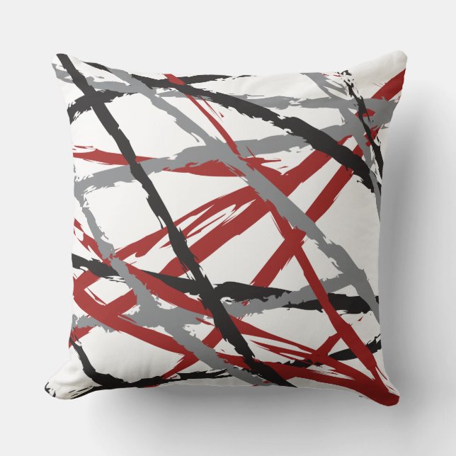 RED BLACK LINES DESIGN Retro Sierkussen (Voorkant)