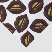 Red Black Lips and Faux Sparkly Gold Grill Teeth Tissuepapier (Detail)