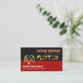 Red Black Lyers Gold Home Handyman Tools Visitekaartje (Staand voorkant)