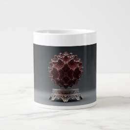 Red & Black Mandelbrot Sphere On Silver Pedestal Extra Grote Beker