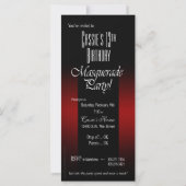 Red Black Masquerade Birthday Party Invitation (Achterkant)