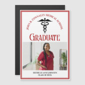 Red Black Médicale School Graduation Magnet photo (Devant / Derrière)