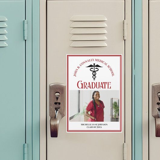 Red Black Médicale School Graduation Magnet photo
