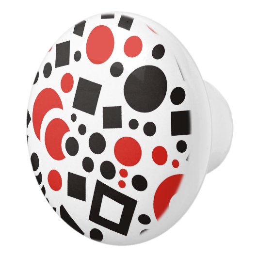 Red & Black Modern Art Deco Keramische Knop (Rechts)
