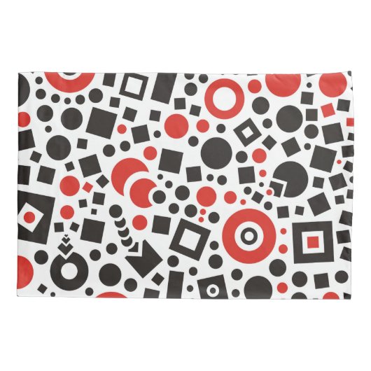 Red & Black Modern Art Deco Kussensloop (Achterkant)