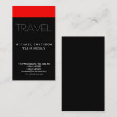 Red Black Modern Simple Travel Agent Carte de visi (Devant / Derrière)