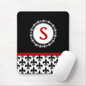 Red Black Monogram Fleur de Lis Muismat (Met muis)
