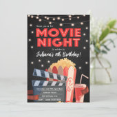 Red Black Movie Nuit Anniversaire Invitation (Debout devant)