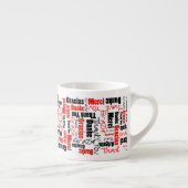 Red Black Multilingual Dank je Word Cloud Espresso Kop (Rechts)