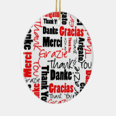 Red Black Multilingual Dank u wel Typografie Keramisch Ornament (Rechts)