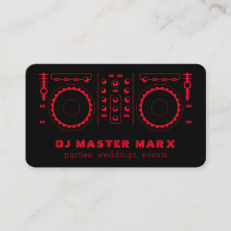 Red Black Music Platenspeler Disk Jockey DJ Visitekaartje