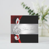 Red Black Music Treble Clef Considérant Invitation (Debout devant)
