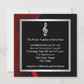 Red Black Music Treble Clef Considérant Invitation (Dos)