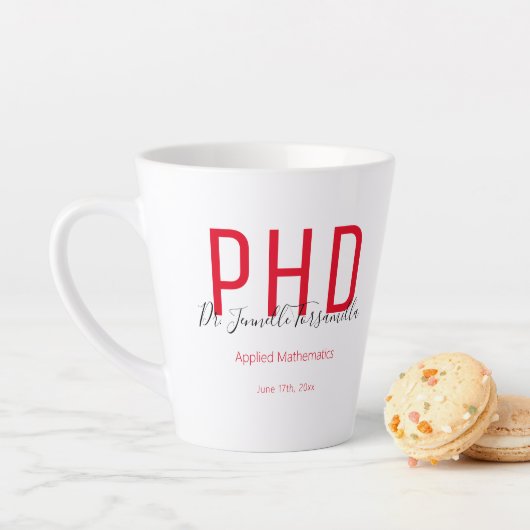 Red Black Name Keepomwille PhD Afstuderen Latte Mok (In situ)