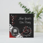 Red Black New Years Eve Party Invitations (Debout devant)