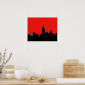 Red Black New York City Silhouette Pop Art Poster (Cuisine)