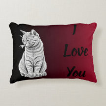 Red Black Ombre Cat Art I Love You Pet Bed