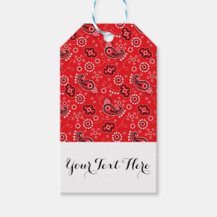 Red Black Paisley Bandana op maat Cadeaulabel