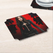 Red Black paper coaster Kartonnen Onderzetters (Gekanteld)