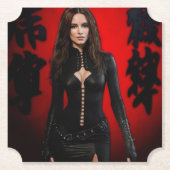 Red Black paper coaster Kartonnen Onderzetters (Voorkant)