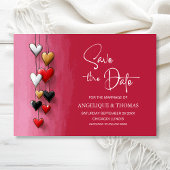 Red Black Pink Hearts Wedding Save the Date