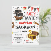Red Black Pirate Invitation Anniversaire (Debout devant)