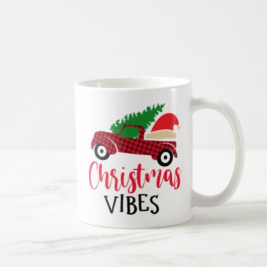 Red Black Plaid Pattern Rustic Christmas Truck  Koffiemok (Rechts)