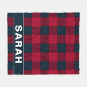 Red & Black Plaid Personalized Name Fleece Deken (Voorkant (Horizontaal))
