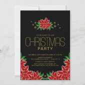 Red Black Poinsettia kerst Kaart (Voorkant)