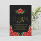 Red Black Poinsettia kerst Kaart (Staand voorkant)