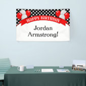 Red Black Polka Dot Balloon Birthday Banner (Beurs)