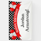 Red Black Polka Dot Balloon Birthday Banner (Verticaal)
