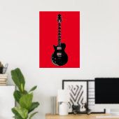 Red Black Pop Art Electric Gitar Poster (Thuiskantoor)