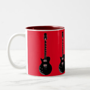 Red Black Pop Art Electric Gitar Tweekleurige Koffiemok