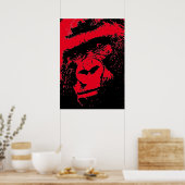 Red Black Pop Art Gorilla Face Poster (Keuken)