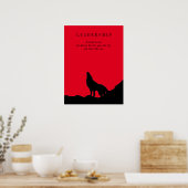 Red Black Pop Art Leadership Wolf Howling Poster (Keuken)