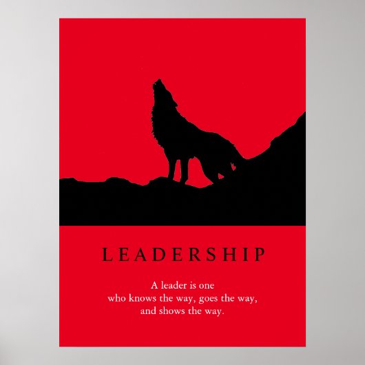 Red Black Pop Art Leadership Wolf Howling Poster (Voorkant)