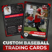 Red & Black Pro Baseball Trading Kaart Contactkaartje