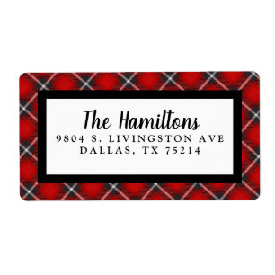 Red Black Pset-kerstterugzendadres Etiket