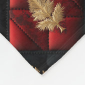 Red Black Quilt Squares Gold Christmas Trees Fleece Deken (Hoek)