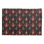 Red Black Quilt Squares Gold Christmas Trees Kussensloop (Achterkant-Links)