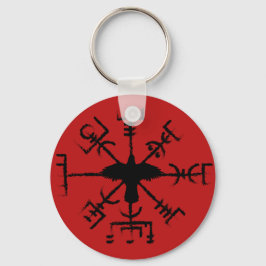 Red & Black Raven Vegvisir Protection Sigil Sleutelhanger