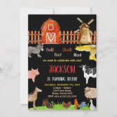 Red Black Red Farm Animaux Invitations Anniversair (Devant)