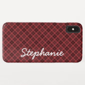 Red Black Retro Tartan Case-Mate iPhone Case (Achterkant (horizontaal))