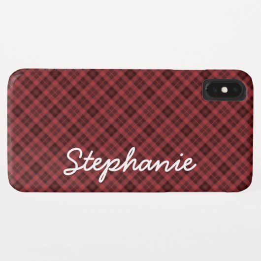 Red Black Retro Tartan Case-Mate iPhone Case (Achterkant (horizontaal))