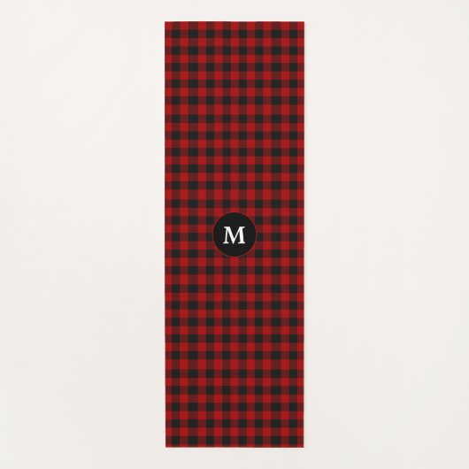 Red Black Rob Roy Tartan Monogram Initiaal Yogamat (Voorkant)