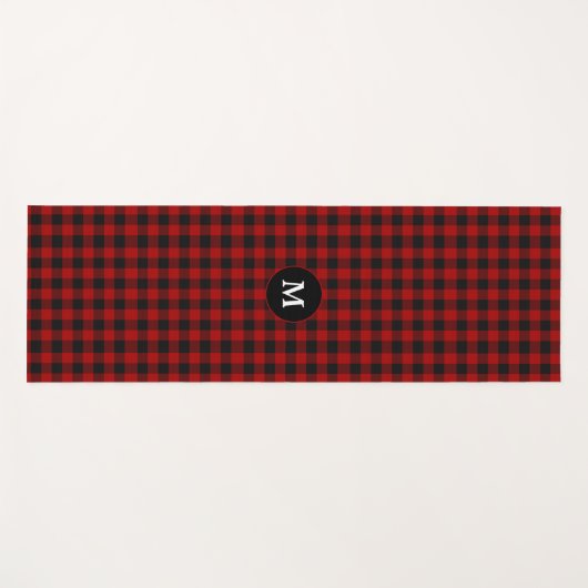 Red Black Rob Roy Tartan Monogram Initiaal Yogamat (Voorkant (horizontaal))